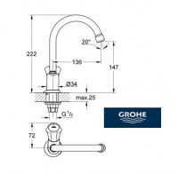 GROHE COSTA L LAVADERO VERTICAL